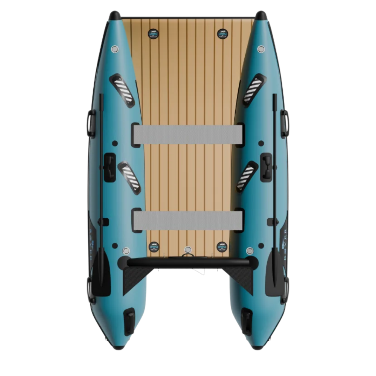Top deck view of the Rover Marine Battle Cat inflatable boat.